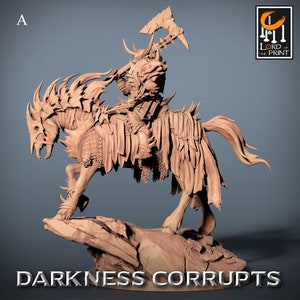 Grimdark Knight Miniatures - Lord of the Print | Mounted Chaos Warrior Models | Dungeons & Dragons | DnD | Wargaming | Darkness Corrupts