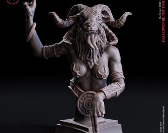 Satanic Goat Bust -  Flesh of Gods | Baphomet Display Model | Wargaming | Hollowed be thy Evil