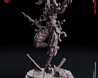 Grimdark Jester Miniature -  Flesh of Gods | Undead Clown Model | Rogue Figure | Dungeons and Dragons | DnD | Wargaming | The Time Abyss