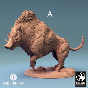 Giant War Boar Miniatures - Rescale Miniatures | Orruk Gruntta Beast Models | Dungeons & Dragons | DnD | Wargaming | Northern Orcs
