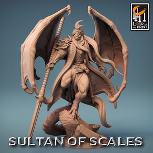 Dragonborn Champion Miniature - Lord of the Print | Lizardman Warrior Model | Dungeons & Dragons | DnD | Wargaming | Sultan&#39;s Scales