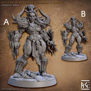 Female Orc Barbarian Miniatures - Artisan Guild | Ork Shaman Pinup Models | Dungeons and Dragons | DnD | Wargaming | Blackcrag Orcs