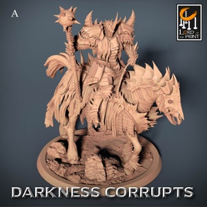 Grimdark Knight Miniatures - Lord of the Print | Mounted Chaos Warrior Models | Dungeons & Dragons | DnD | Wargaming | Darkness Corrupts