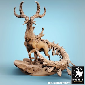 Giant Forest Spirit Elk Miniature - Rescale Miniatures | Chaos Beast Guardian Model | Dungeons & Dragons | DnD | Wargaming | Sacred Forest