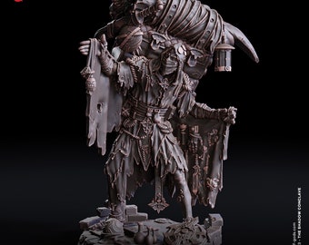 Grimdark Merchant Miniature -  Flesh of Gods | Undead Traveller Model | Dungeons and Dragons | DnD | Wargaming | Shadow Conclave | Collector