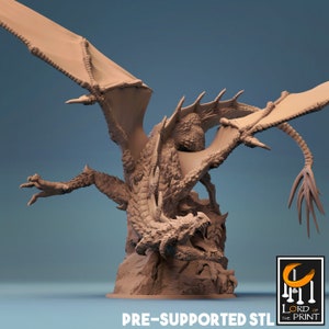 Young Black Dragon Miniature - Lord of the Print | Adult Chaos Beast Miniature | Dungeons & Dragons | DnD | Wargaming | Gobelin Lair