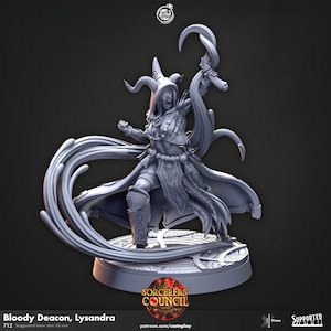 Female Tiefling Warlock Miniature - Castnplay | Devil Sorcerer Model | Dungeons & Dragons | DnD | Wargaming | Sorcerers&#39; Council