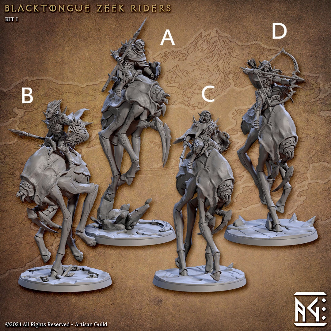 Dark Elf Cavalry Miniatures Artisan Guild Xenomorph Hellrider Models ...