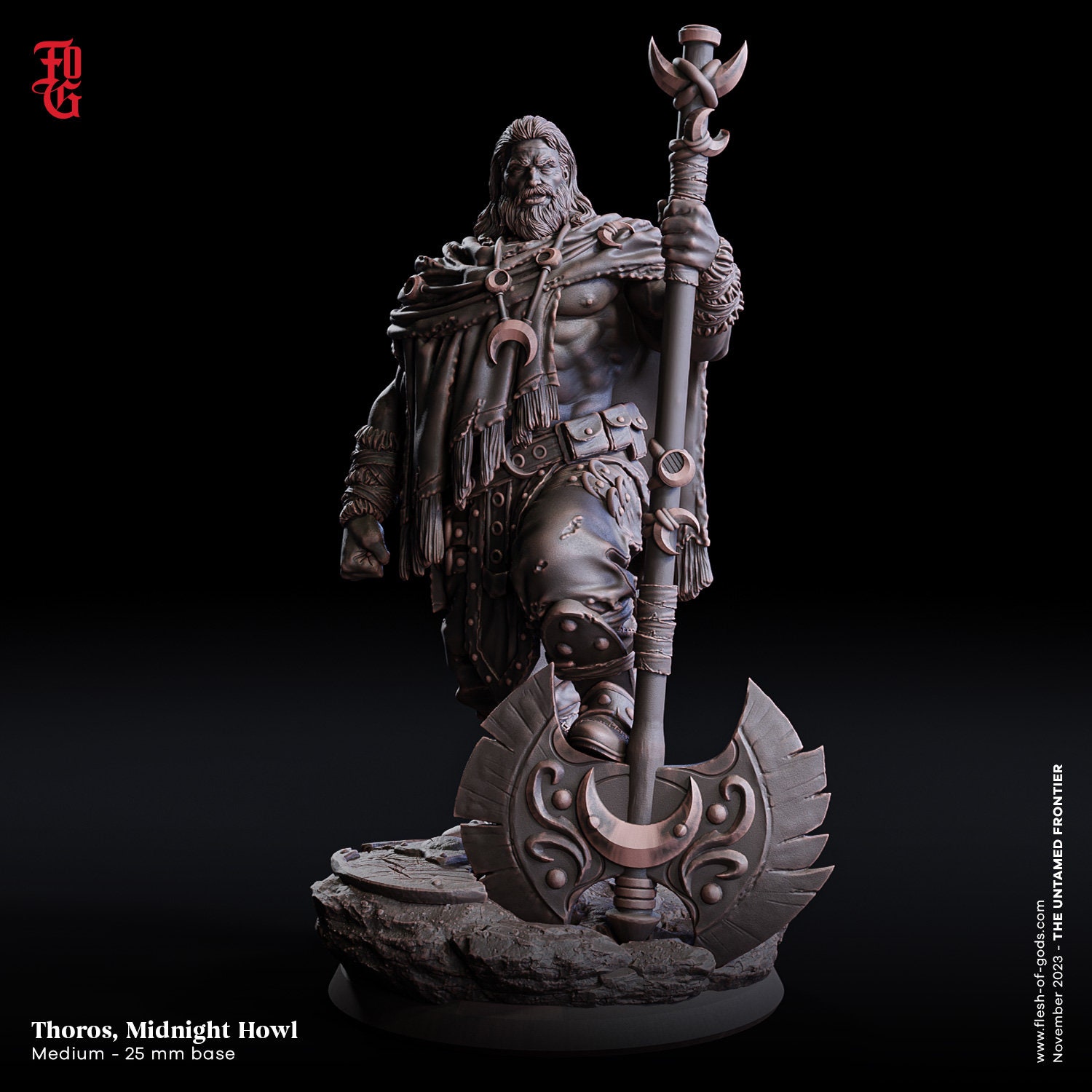 Greataxe Barbarian Miniature - Flesh of Gods | Human Berserker