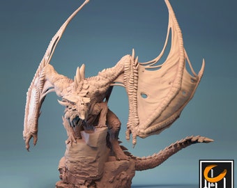 Adult Magma Dragon Miniature - Lord of the Print | Ancient Fire Wyvern Model | Gargantuan Drakesworn | Dungeons & Dragons | DnD | Wargaming