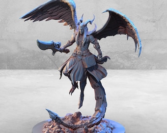 Fallen Angel Warrior Miniature - Clay Cyanide Miniatures | Winged Daemon Prince Model | Dungeons & Dragons | DnD | Wargaming | Abezathibou