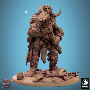 Frost Giant Barbarian Miniatures - Rescale Miniatures | Gargant Behemat Model | Dungeons & Dragons | DnD 5e | Wargaming | Molten Hearts
