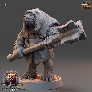 Bearfolk Warrior Miniatures -  Daybreak Miniatures | Bear Fighter Models | Dungeons and Dragons | DnD | Wargaming | Wardens of Fury Peak