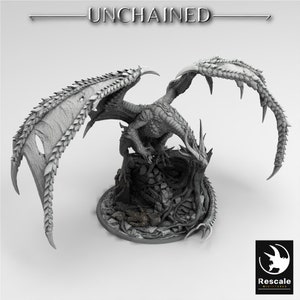 Adult Shadow Dragon Miniature - Rescale Miniatures | Gargantuan Elder Fire Wyrm Model | Dungeons & Dragons | DnD | Wargaming | Unchained