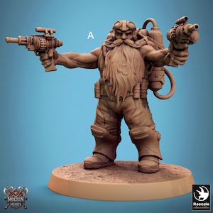 Male Dwarf Artificer Miniatures - Rescale Miniatures | Kharadron Thunderer Models | Dungeons & Dragons | DnD 5e | Wargaming | Molten Hearts