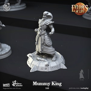 Undead Pharoah Miniature - Castnplay | Egyptian Tomb King Mummy Model | Dungeons & Dragons | DnD | Wargaming | Echoes of Life