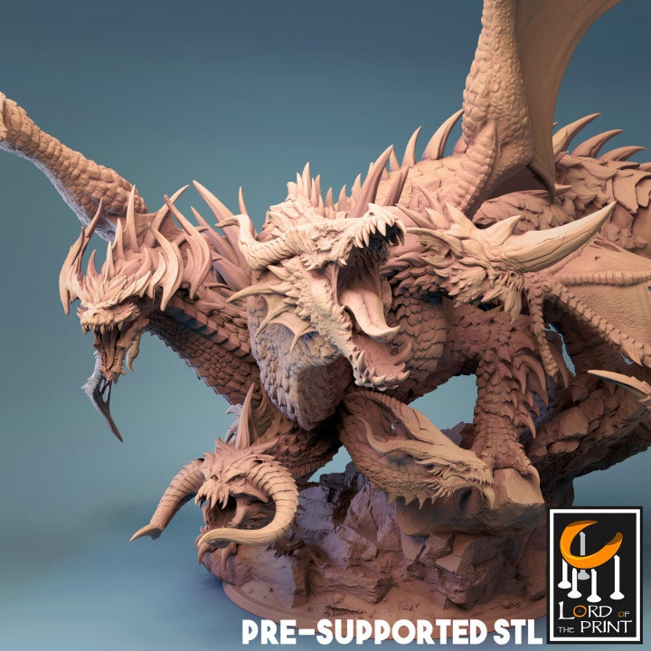 Tiamat Dragon Miniature - Lord of the Print | Ancient Gargantuan Wyvern Model | Chaos Dragon | Dungeons & Dragons | DnD | Wargaming