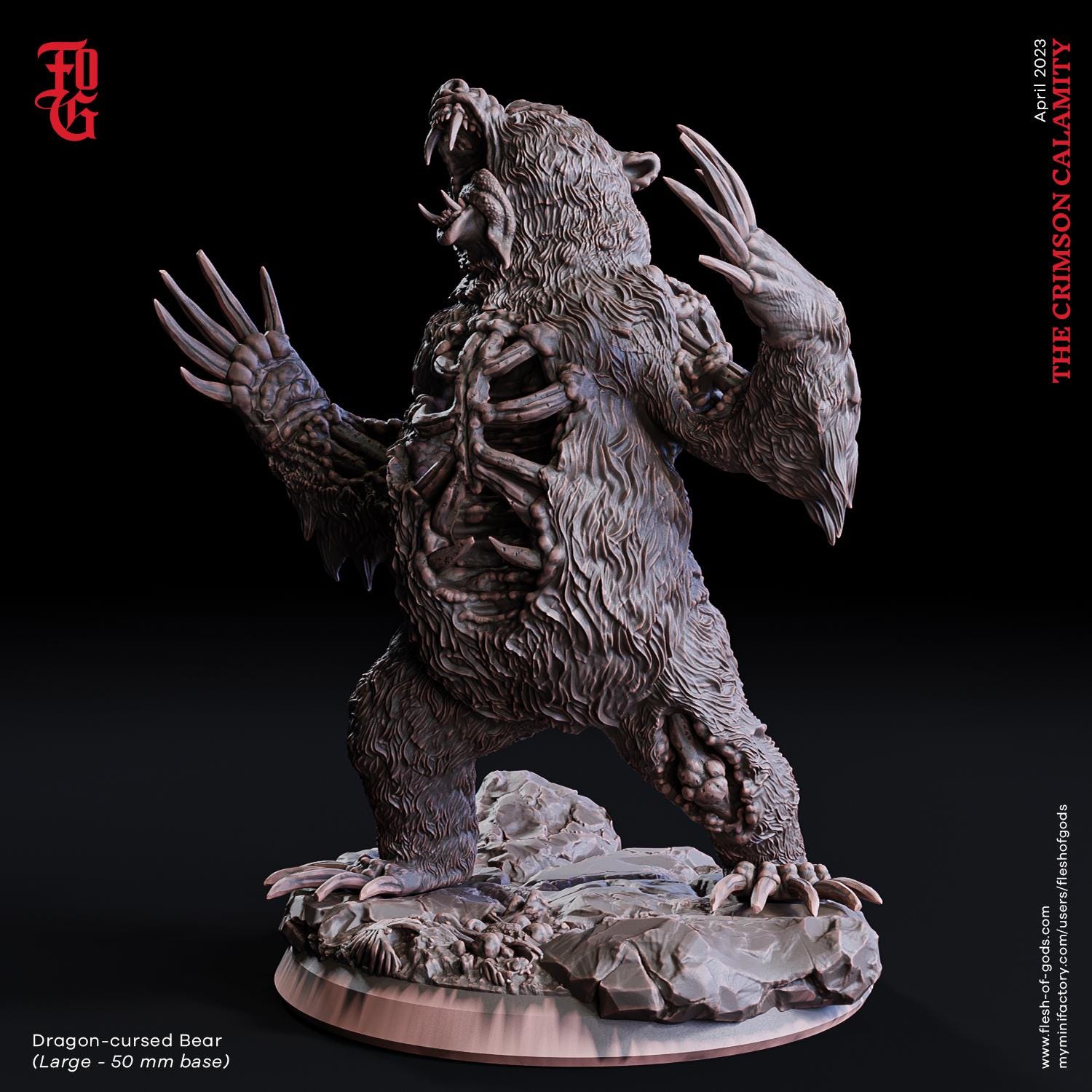 Undead Bear Miniature - Flesh of Gods | Zombie Beast Model