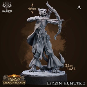 Tabaxi Ranger Miniatures - Mammoth Factory | Leonin Ranged Models | Dungeons and Dragons | DnD | Wargaming | Pathfinder | Droughtlands