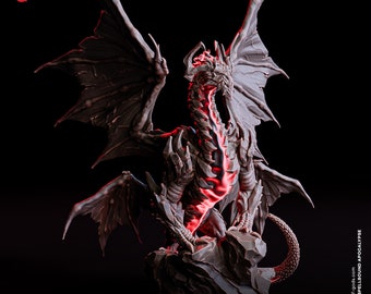 Ancient Fey Dragon Miniature -  Flesh of Gods | Elder Lava Fire Wyrm Model | Wargaming | Spellbound Apocalypse