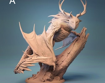 Kipine Miniature - Lord of the Print | Owl Dragon Model | Forest Wyvern | Sylvaneth Chaos Beast | Dungeons & Dragons | DnD | Wargaming