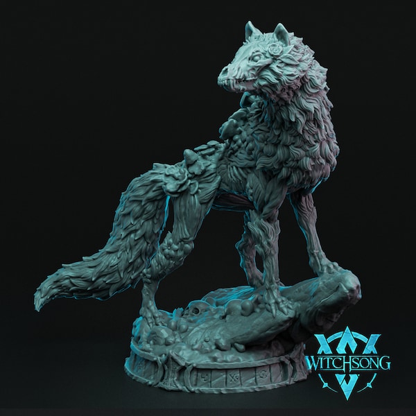 Reuze Undead Wolf miniatuur - Witchsong miniaturen | Zombie Dire Wolf-model | Kerkers en draken | DnD | Oorlogsgamen | Lyka's