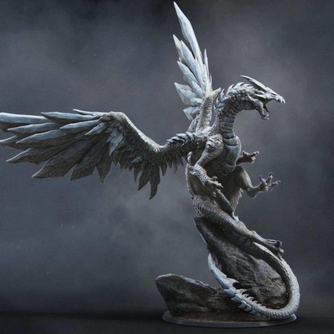 Steel Dragon Miniature Lord of the Print Adult Beast Model Metallic Dragon Mini Dungeons