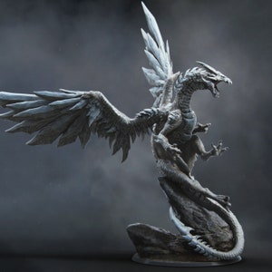 Steel Dragon Miniature - Lord of the Print | Adult Beast Model | Metallic Dragon Mini | Dungeons & Dragons | DnD | Wargaming