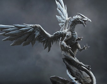 Steel Dragon Miniature - Lord of the Print | Adult Beast Model | Metallic Dragon Mini | Dungeons & Dragons | DnD | Wargaming