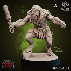 Bugbear Soldier Miniatures - Mammoth Factory | Hobgoblin Infantry Models | Dungeons and Dragons | DnD | Wargaming | Pathfinder