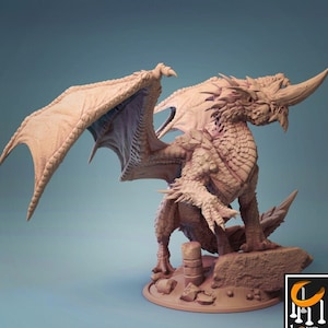 Ancient Blue Dragon Miniature - Lord of the Print | Winged Magmadroth Model | Dungeons & Dragons | DnD | Wargaming | Tabletop