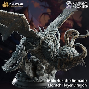 Giant Eldritch Dragon Miniature - DM Stash | Undead Mindflayer Dragon Model | Dungeons and Dragons | DnD | Wargaming | Aberrant Ascension