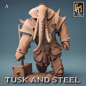 Loxadon Barbarian Miniatures - Lord of the Print | Elephantfolk Hammer Models | Dungeons & Dragons | DnD | Wargaming | Tusk and Steel