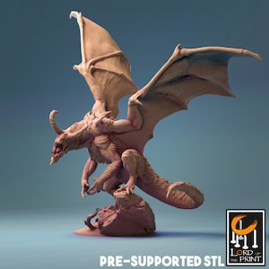 Norse Shadow Dragon Miniature - Lord of the Print | Gargantuan Great Wyrm Model | Dungeons & Dragons | DnD | Wargaming | Fafnir and Rider
