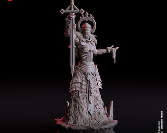 Female Death Knight Miniature -  Flesh of Gods | Female Undead Revenant Model | Dungeons and Dragons | DnD | Wargaming | Crimson Frost