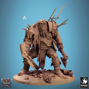 Frost Giant Barbarian Miniatures - Rescale Miniatures | Gargant Behemat Model | Dungeons & Dragons | DnD 5e | Wargaming | Molten Hearts