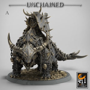 Grimdark Cavalry Miniatures - Lord of the Print | Chaos Mount Model | Armoured Dinosaur | Dungeons and Dragons | DnD | Wargaming | Unchained