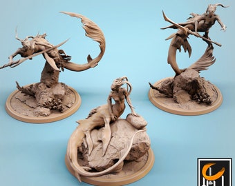 Miniature di sirene - Lord of the Print / Fishfolk Warrior Models / Sea Monster / Dungeons & Dragons / DnD / Wargaming