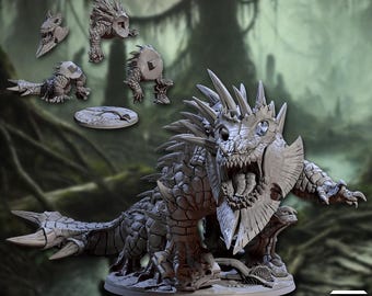 Giant Basilisk Miniature - Artisan Guild | Saurus Razordon Mount Model | Wargaming | Lizardmen