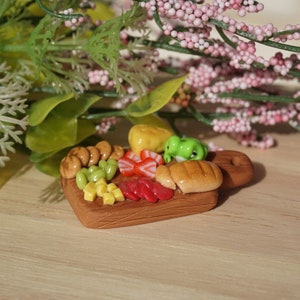 Frog on charcuterie board- cute handmade polymer clay figurine