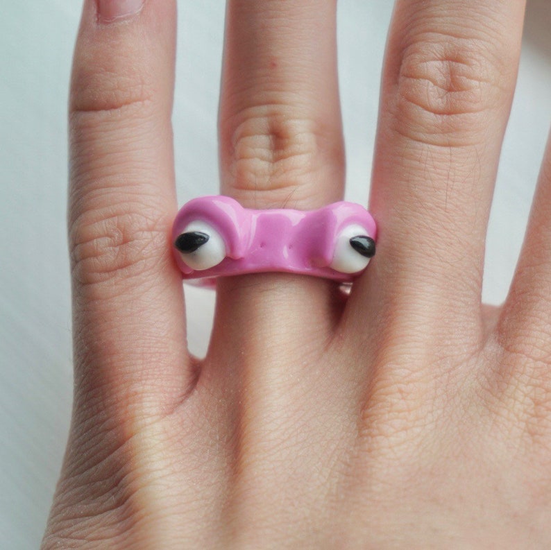Frog ring customizable frog ring handmade polymer clay ring Etsy