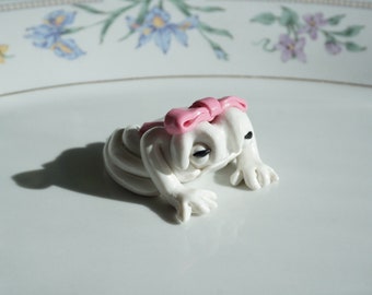 Coquette bow frog - handmade polymer clay figurine/decoration- cute frog sculpture