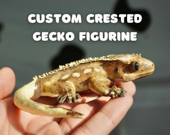 Custom crested gecko figurine- handmade and painted gecko lookalike