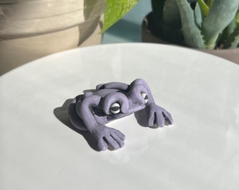 Purple frog ceramic figurine- hand sculpted ceramic frog