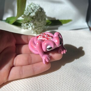 Strawberry shortcake frog- handmade polymer clay figurine/decoration- frog sculpture