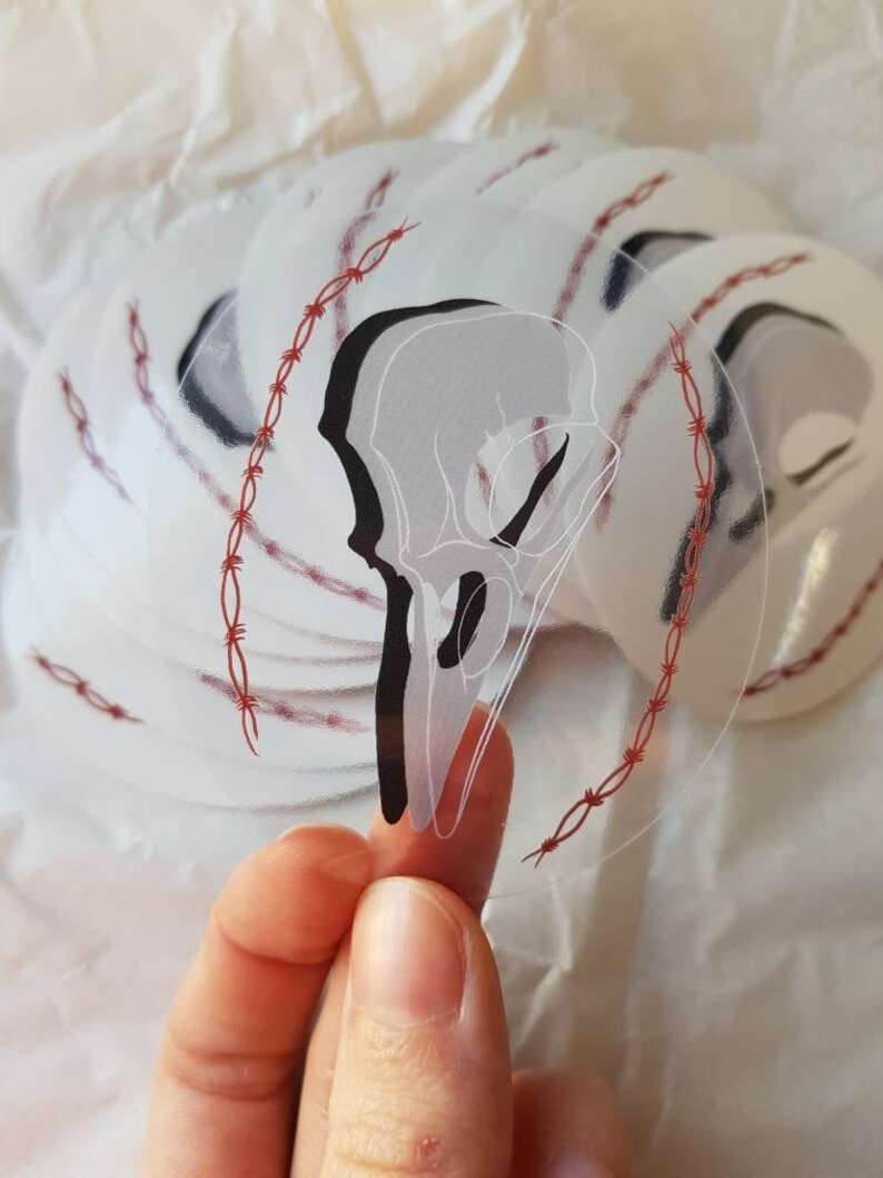 CROW SKULL Clear Sticker
