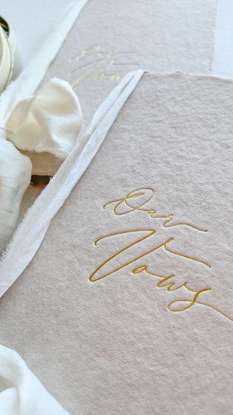 Vow Book Set with gold foil printing. Simple and elegant with 8 pages to write your vows on. image 2