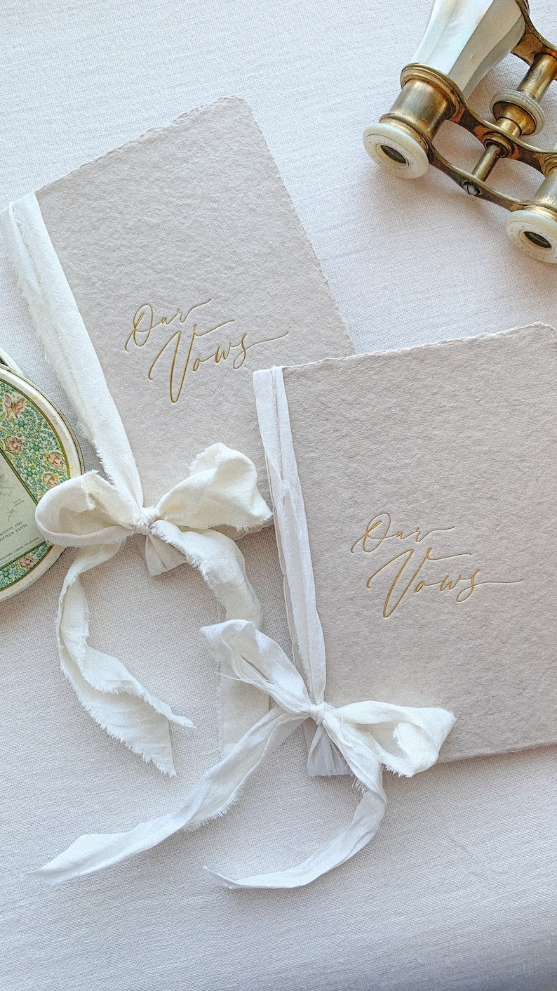 Vow Book Set with gold foil printing. Simple and elegant with 8 pages to write your vows on. image 1