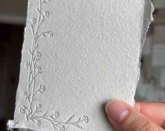 Tarjeta tipográfica floral: Nota de papel de lana hecha a mano (8,9 x 12,7 cm)