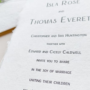 The Isla Wedding Invitation Suite letterpress printed on handmade paper with handmade paper envelopes a very whimsical and romantic suite image 3